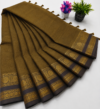 Kanchi Cotton Saree – Antique Brown with Dark Border