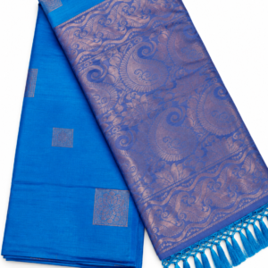 Kotanji Soft Silk Saree - Royal Blue & Matching Rich Copper Zari Pallu