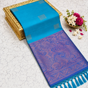 Kotanji Soft Silk Saree - Royal Blue & Contrast Violet Pallu