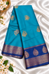 file_000000002f2c81fa908cfb189a9831fb Peacock Blue Soft Silk Saree with Contrast Navy Blue Zari Border