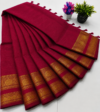 Kanchi Cotton Saree – Dark Pink with Gold Border