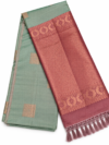 file_0000000044ac81fab224cf46901c0ce5 Kotanji Soft Silk Saree - Greyish Olive Green & Contrast Maroon Pallu