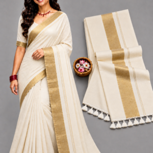 Premium Off-White With Zari Border Mul Cotton Saree