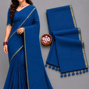 Royal Blue Mul Cotton Saree