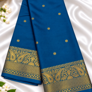 Royal Blue With Traditional Gold Zari Border Elite Banarasi Silk Saree