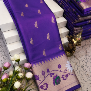 Violet Purple Meena Work Soft Silk Saree
