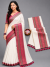 file_0000000067d08211897b79cb97201382 Elegant Off-White With Magenta & Gree Border Mul Cotton Saree