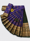 file_0000000067e881f49a9608f57b87f563 Violet Purple with Bottle Green Gold Zari Border Kotta Cotton Saree