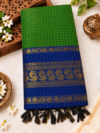 file_000000006e8c8230a799f1d016a35214 Checked Kalyani Cotton Saree - Green & Royal Blue