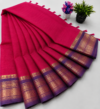 Kanchi Cotton Saree – Hot Pink with Purple Zari Border