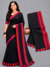 file_000000007698821188145900a68a6c1a Classic Black With Contrast Magenta & Orange Border Mul Cotton Saree