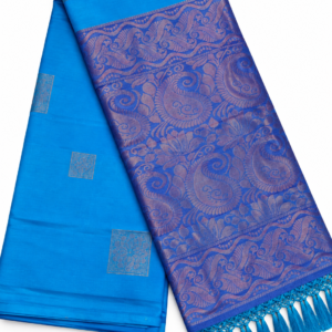Kotanji Soft Silk Saree - Royal Blue & Contrast Violet Pallu