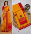 file_00000000802481fd9c177a439d66bab2 Yellow & Red Maheshwari Cotton Saree With Zari Border