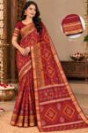 Traditional Maroon Bandhani Mul Cotton Saree