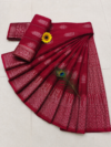 Crimson Red with Silver Zari Border Kotta Cotton Saree