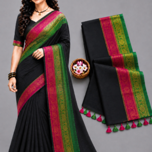 Elegant Black With Magenta & Green