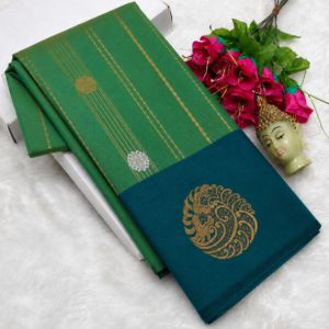 Green Teal Soft Silk Kottanji Saree