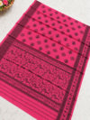 Rani Pink Warli Tribal Print Cotton Saree with Contrast Black Border