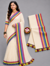 file_00000000ac708211a62bfc44539b7a1c Elegant Off-White With Multi-Color Rainbow Border Mul Cotton Saree