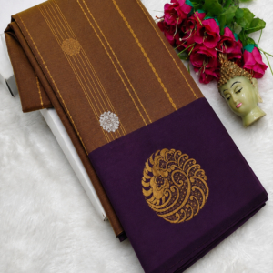 Brown Purple Soft Silk Kottanji Saree
