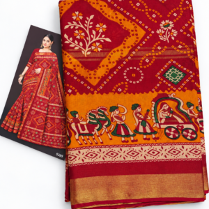 Traditional Maroon Bandhani Mul Cotton Saree