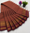 file_00000000b42c820b96f54b1f5cd469a0 Kanchi Cotton Saree – Rust Brown with Maroon Zari Border