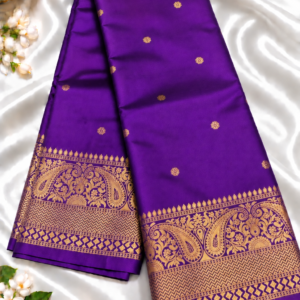 Royal Purple With Traditional Gold Zari Border Elite Banarasi Silk Saree