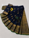 file_00000000b7b481fb96c69cc8b573dd86 Navy Blue with Green Gold Zari Border Kotta Cotton Saree