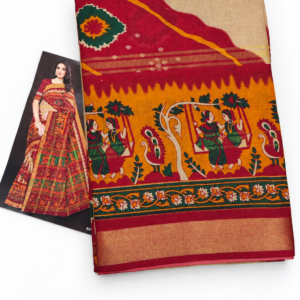 Traditional Maroon Bandhani Mul Cotton Saree