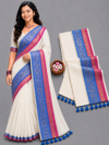 file_00000000c83882118e59f7737bc948c5 Off-White With Blue & Magenta borders Mul Cotton Saree
