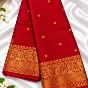 Red with traditional gold zari border elite banarasi silk saree