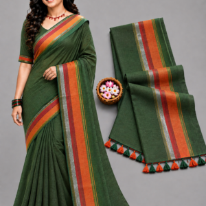 Light Beige Classic Golden Zari Border Mul Cotton Saree
