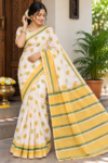 file_00000000cda081f58d7627b23b150e88 Elegant Off-White & Yellow Light-Weight Cotton Saree with Striped Pallu