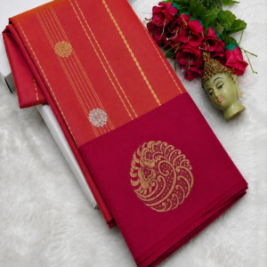 Coral Red Pink Soft Silk Kottanji Saree