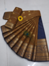 Coffee Brown with Navy Blue Gold Zari Border Kotta Cotton Saree