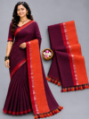 file_00000000d28c8207b909d66006979db6 Deep Wine Purple With Contrast Orange Pallu Mul Cotton Saree
