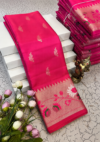 Rani Pink Meena Work Soft Silk Saree