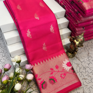 Rani Pink Meena Work Soft Silk Saree