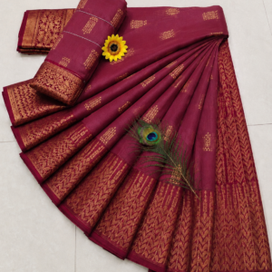 Wine Maroon with Gold Zari Border Kotta Cotton Saree