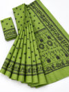 file_00000000e6688230a87d764792783e2c (1) Olive Green Warli Tribal Print Saree with Contrast Black Border