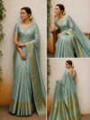 file_00000000e690820ba3dcdb6220d7e1f3 Trisha Mam Inspired Pastel Blue Banarasi Silk Saree with Gold Zari