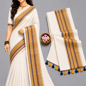 Elegant Off-White With yellow Mul Cotton Saree
