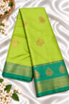 file_00000000e91481f7b507a1fd7ab0553c Parrot Green Soft Silk Saree with Contrast Emerald Green Zari Border