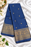 Navy blue with traditional gold zari border elite banarasi silk saree