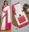 file_00000000efd48206af6e179026d16781 White & Pink Maheshwari Cotton Saree With Zari Border