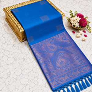 Kotanji Soft Silk Saree - Royal Blue & Matching Rich Copper Zari Pallu