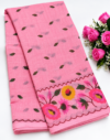 file_00000000f83081f58d9a3bc43170d255 Pretty Baby Pink Linen Cotton Saree with Floral Border & Leaf Motifs