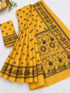 file_00000000f97881faa63c874229a61a57 Mustard Yellow Warli Tribal Print Saree with Contrast Black Border