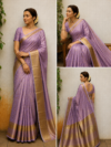 Trisha Mam Inspired Lavender Banarasi Silk Saree with Gold Zari