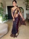 preethi__boutique_998183508cde4bf19e3f06bb4361fd48 Trending Coffee Brown Banarasi Silk Saree with Antique Gold Zari Border & Floral Buttas